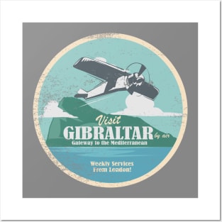 Vintage Travel - Visit Gibraltar Gateway to the Mediterranean (distressed) Posters and Art